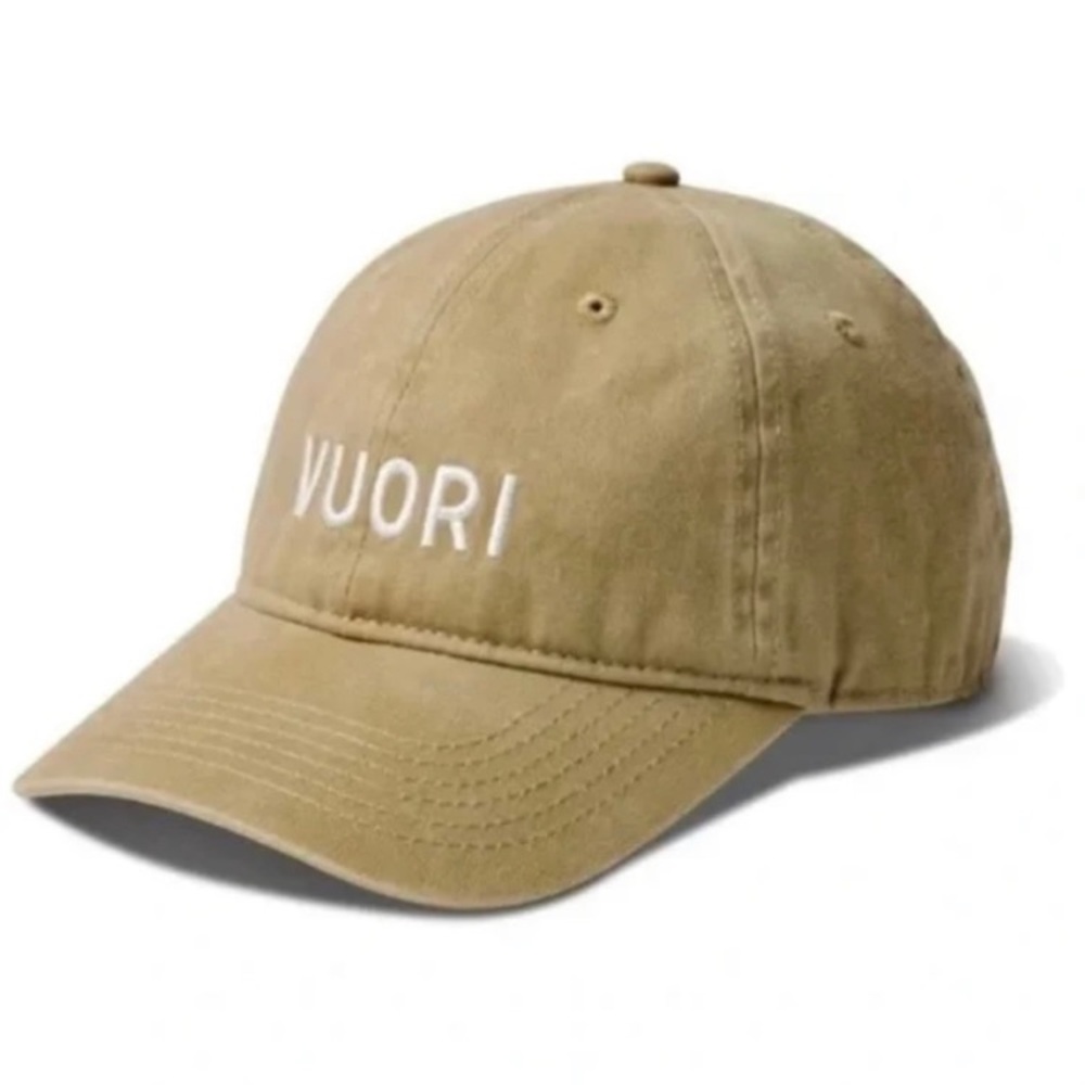 Vuori Signal Dad Hat Ball Cap in Camel Green Tan Unisex Adjustable 100%‎ Cotton